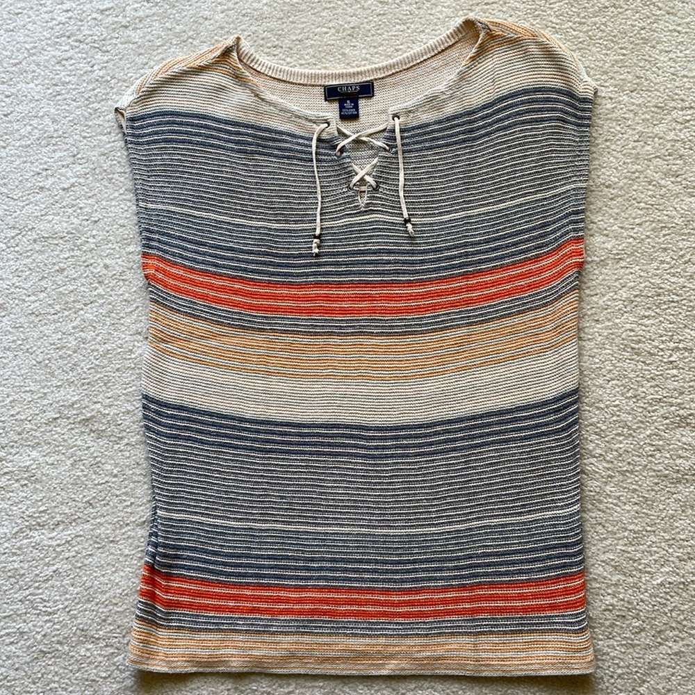 Chaps Denim Sleeveless Striped Sweater